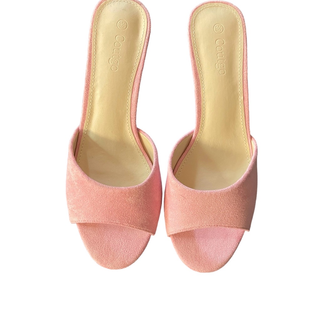 Pink Suede Open-Toe Slide Mules For Women